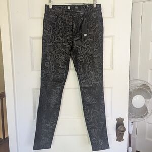 NWT Kut From Kloth Mia Snake Print Toothpick Skinny Jeans Black Size 6 Pants New